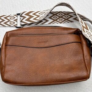 Mynt 1792‎ Brown Crossbody Bag Chevron Strap Zipper Adjustable Purse